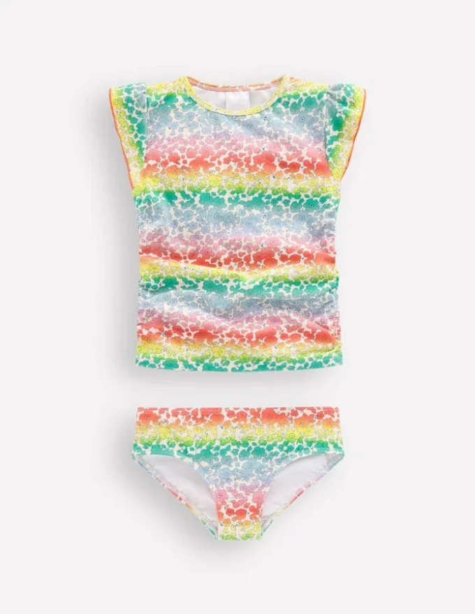 Ruched Tankini Set Rainbow Ombre Flowerbed Ruched Tankini Set Rainbow Ombre Flowerbed