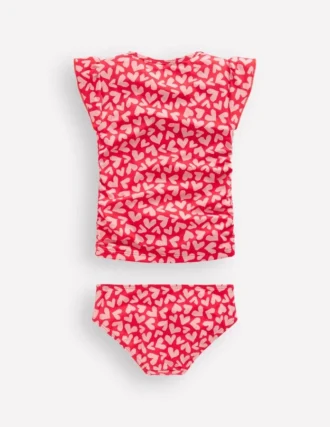 Ruched Tankini Set Rockabilly Red Collage Hearts