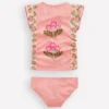Ruched Tankini Set Strawberry Pink Woodblock Ruched Tankini Set Strawberry Pink Woodblock