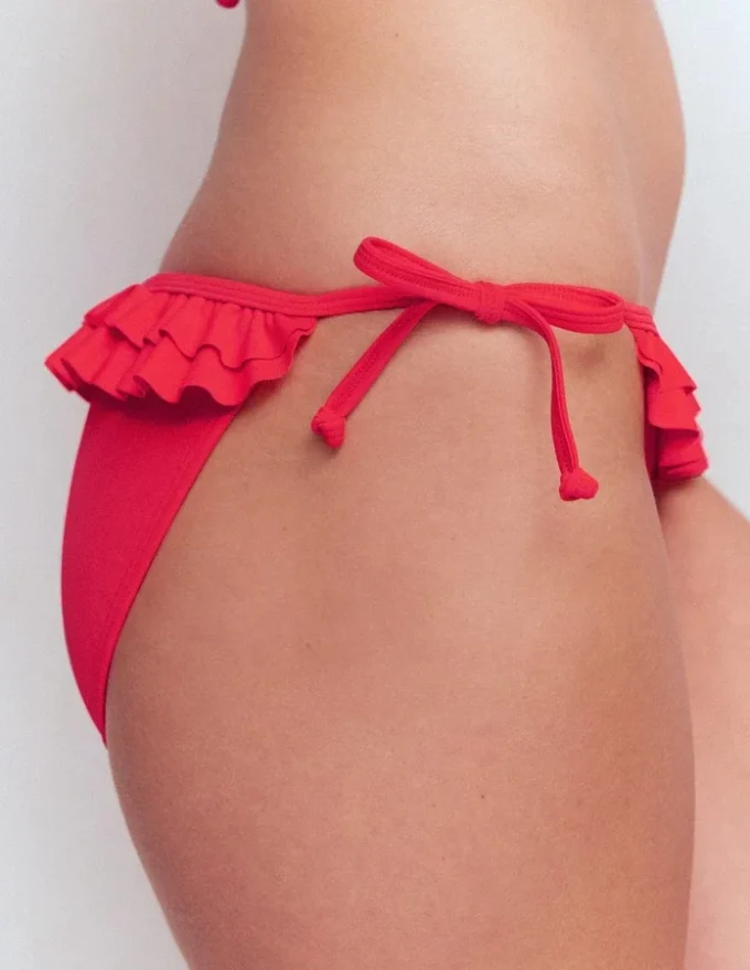Ruffle Bikini Bottoms Fiery Coral