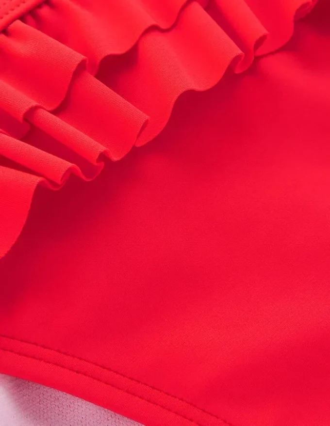 Ruffle Bikini Bottoms Fiery Coral