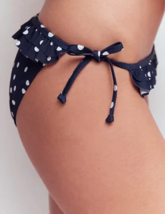 Ruffle Bikini Bottoms French Navy, Painted Dot