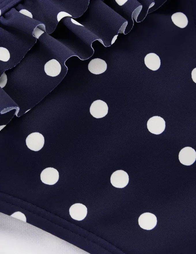 Ruffle Bikini Bottoms French Navy, Painted Dot Ruffle Bikini Bottoms French Navy, Painted Dot