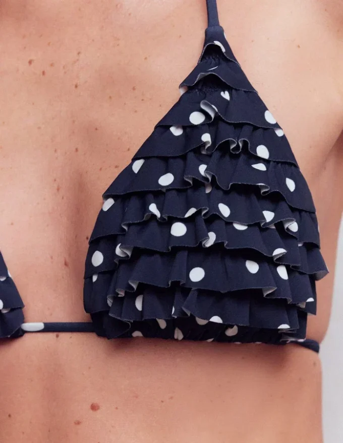 Ruffle Bikini Top Navy Spot Ruffle Bikini Top Navy Spot