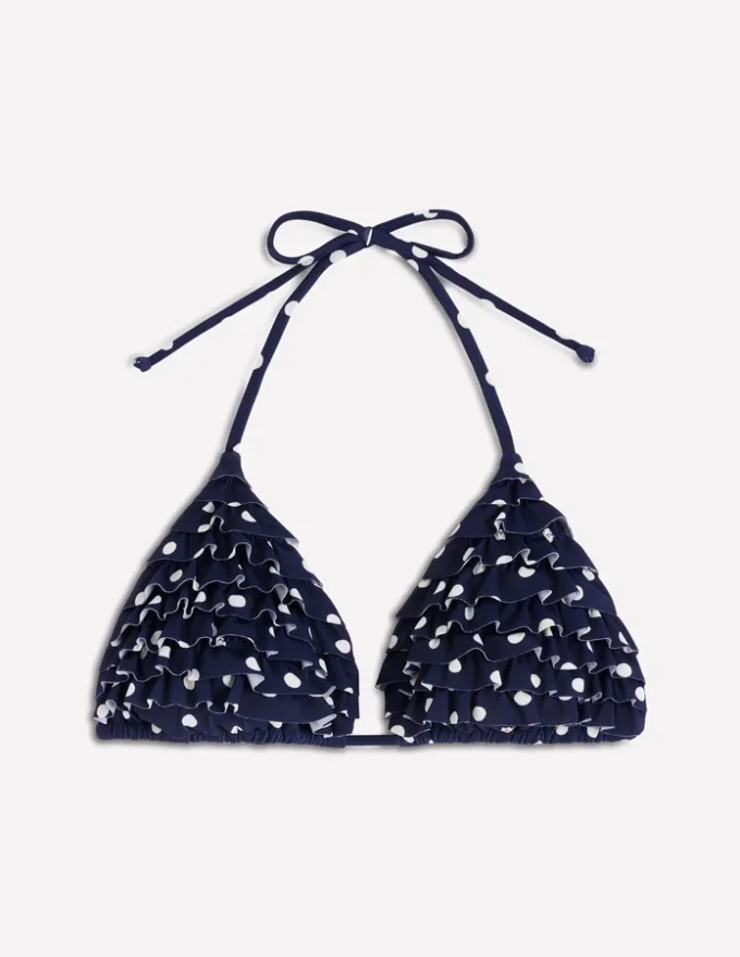 Ruffle Bikini Top Navy Spot Ruffle Bikini Top Navy Spot