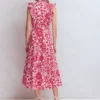 Ruffle Bodice Shirt Dress Merida Red, Flowerbed Bloom