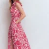 Ruffle Bodice Shirt Dress Merida Red, Flowerbed Bloom
