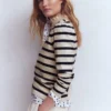 Ruffle Collar Mariner Ivory and Navy Stripe Ruffle Collar Mariner Ivory and Navy Stripe