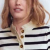 Ruffle Collar Mariner Ivory and Navy Stripe Ruffle Collar Mariner Ivory and Navy Stripe