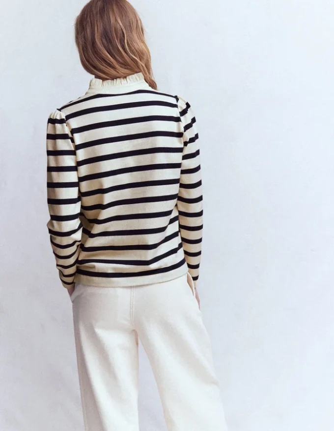 Ruffle Collar Mariner Ivory and Navy Stripe Ruffle Collar Mariner Ivory and Navy Stripe