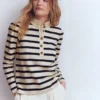 Ruffle Collar Mariner Ivory and Navy Stripe Ruffle Collar Mariner Ivory and Navy Stripe