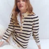 Ruffle Collar Mariner Ivory and Navy Stripe Ruffle Collar Mariner Ivory and Navy Stripe