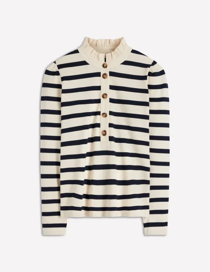 Ruffle Collar Mariner Ivory and Navy Stripe Ruffle Collar Mariner Ivory and Navy Stripe