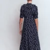 Ruffle Collar Midi Dress French Navy Painted Spaced Dot Ruffle Collar Midi Dress French Navy Painted Spaced Dot