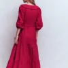 Ruffle Front Cotton Dress Persian Red Ruffle Front Cotton Dress Persian Red