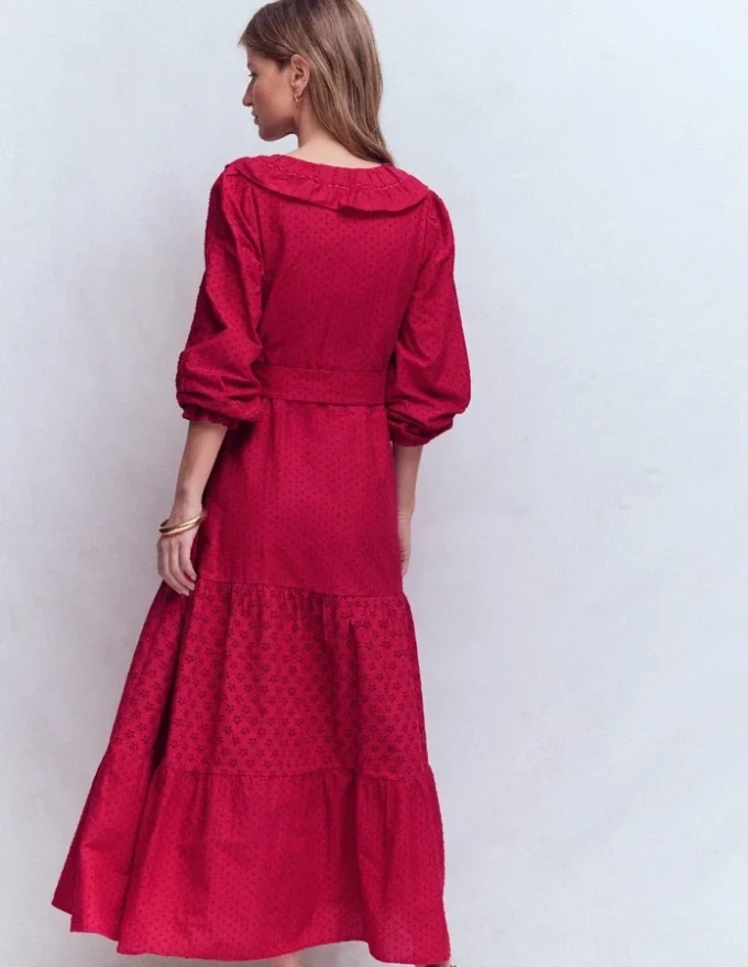 Ruffle Front Cotton Dress Persian Red Ruffle Front Cotton Dress Persian Red