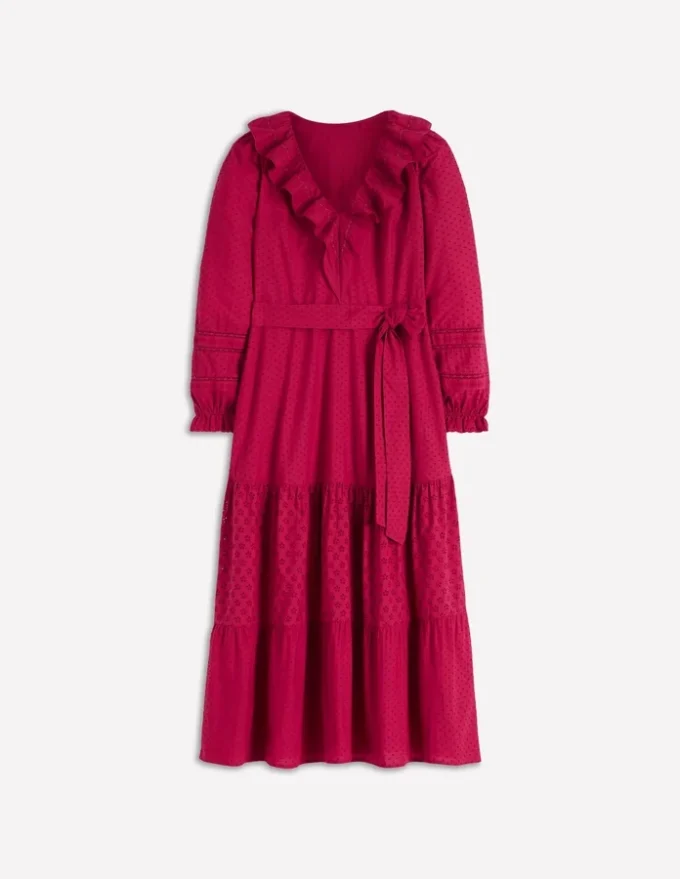 Ruffle Front Cotton Dress Persian Red Ruffle Front Cotton Dress Persian Red