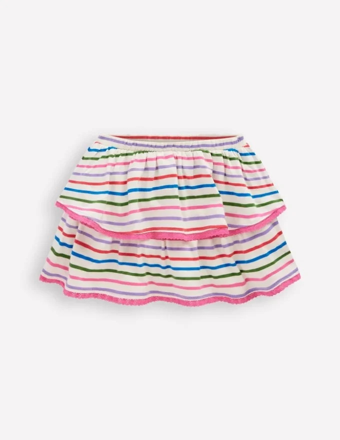Ruffle Jersey Skort Multi Stripe