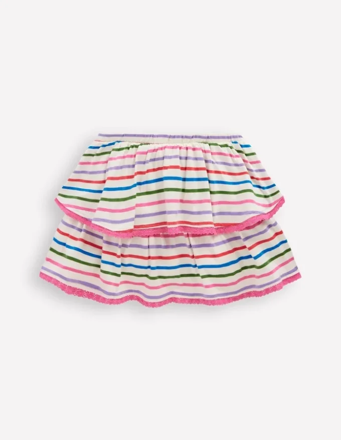 Ruffle Jersey Skort Multi Stripe