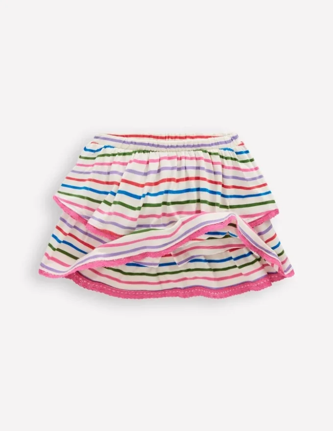 Ruffle Jersey Skort Multi Stripe