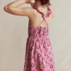Ruffle Neck Trim Dress Formica Pink Block Floral Ruffle Neck Trim Dress Formica Pink Block Floral