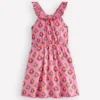 Ruffle Neck Trim Dress Formica Pink Block Floral Ruffle Neck Trim Dress Formica Pink Block Floral
