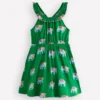Ruffle Neck Trim Dress Highland Green Elephants Ruffle Neck Trim Dress Highland Green Elephants