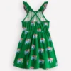 Ruffle Neck Trim Dress Highland Green Elephants Ruffle Neck Trim Dress Highland Green Elephants