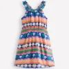 Ruffle Neck Trim Dress Multi Seashell Stripe Ruffle Neck Trim Dress Multi Seashell Stripe