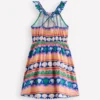 Ruffle Neck Trim Dress Multi Seashell Stripe Ruffle Neck Trim Dress Multi Seashell Stripe