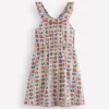 Ruffle Neck Trim Dress Soft Ivory Woodblock Floral