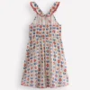 Ruffle Neck Trim Dress Soft Ivory Woodblock Floral
