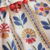 Ruffle Neck Trim Dress Soft Ivory Woodblock Floral
