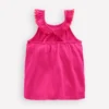 Ruffle Neck Trim Top Brillant Pink Ruffle Neck Trim Top Brillant Pink
