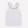 Ruffle Neck Trim Top White Ruffle Neck Trim Top White