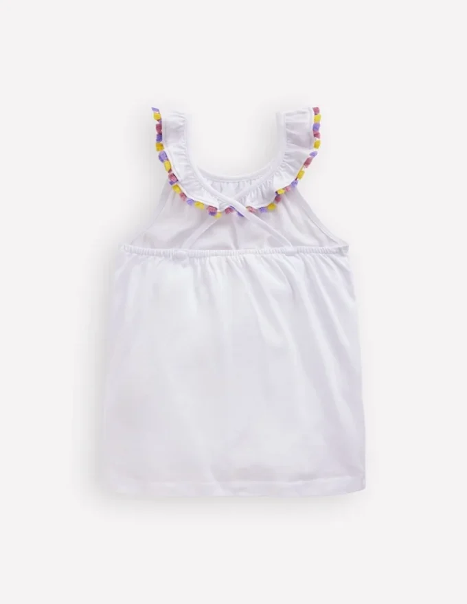 Ruffle Neck Trim Top White Ruffle Neck Trim Top White