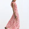 Ruffle Silk Midi Dress Pink Bloom Scatter Mono Ruffle Silk Midi Dress Pink Bloom Scatter Mono