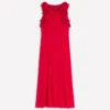 Ruffle Silk Midi Dress Red Ruffle Silk Midi Dress Red