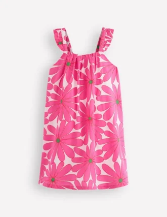 Ruffle Strap Sundress Festival Pink Giant Daisy