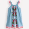 Ruffle Strap Sundress Vintage Blue Floral Placement Ruffle Strap Sundress Vintage Blue Floral Placement