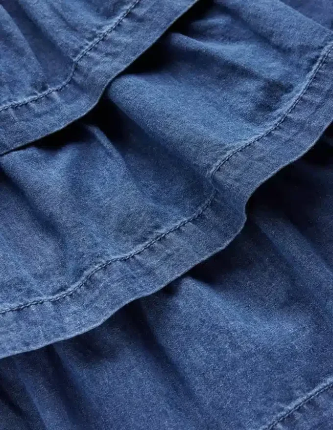 Ruffle Tiered Skirt Mid Vintage Denim Ruffle Tiered Skirt Mid Vintage Denim