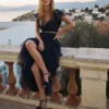 Ruffle Tulle Tiered Dress Navy Ruffle Tulle Tiered Dress Navy