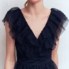 Ruffle Tulle Tiered Dress Navy Ruffle Tulle Tiered Dress Navy