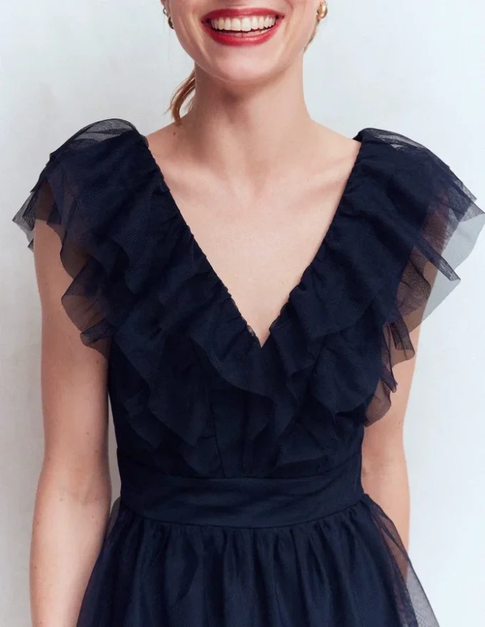 Ruffle Tulle Tiered Dress Navy Ruffle Tulle Tiered Dress Navy