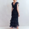 Ruffle Tulle Tiered Dress Navy Ruffle Tulle Tiered Dress Navy