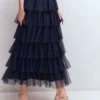 Ruffle Tulle Tiered Dress Navy Ruffle Tulle Tiered Dress Navy