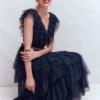 Ruffle Tulle Tiered Dress Navy Ruffle Tulle Tiered Dress Navy