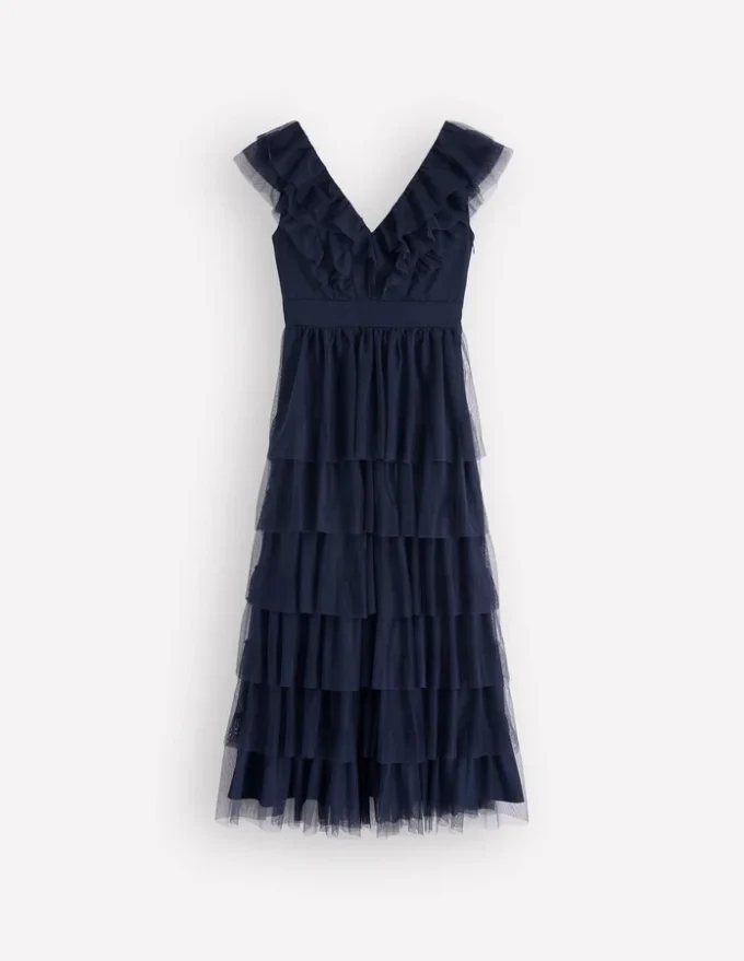 Ruffle Tulle Tiered Dress Navy Ruffle Tulle Tiered Dress Navy