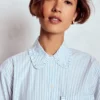 Sadie Relaxed Cotton Shirt Faded Denim and Ivory Stripe Sadie Relaxed Cotton Shirt Faded Denim and Ivory Stripe