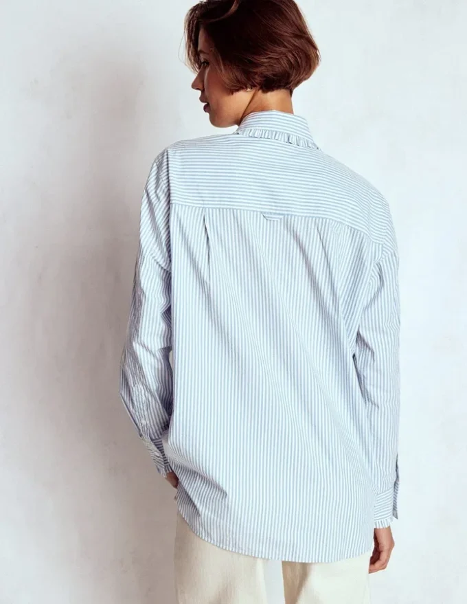 Sadie Relaxed Cotton Shirt Faded Denim and Ivory Stripe Sadie Relaxed Cotton Shirt Faded Denim and Ivory Stripe